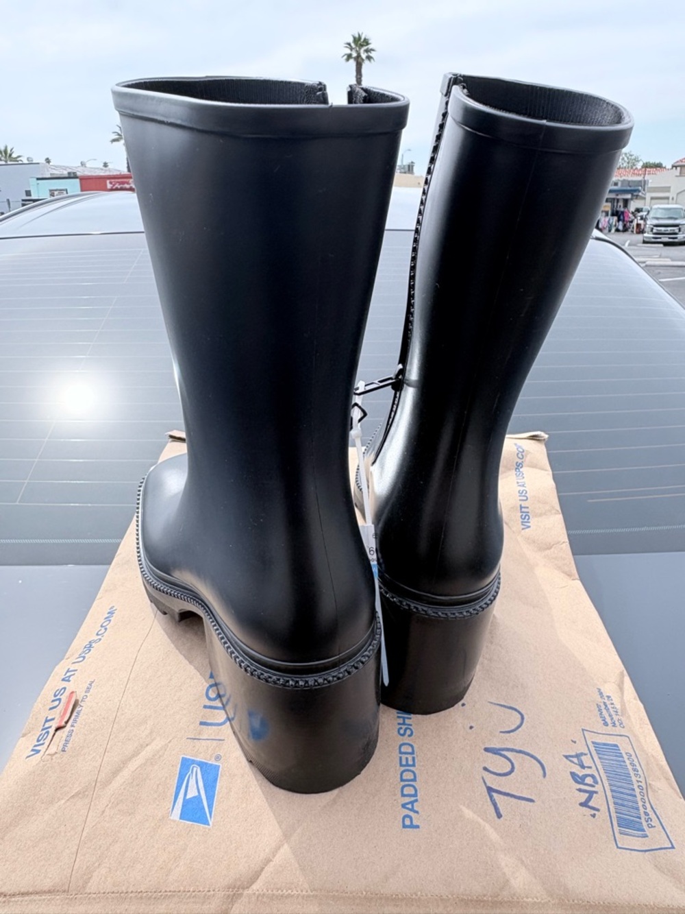 INC International Concepts Black Mid-Calf Block Heel Zip Boots - Picture 6 of 6